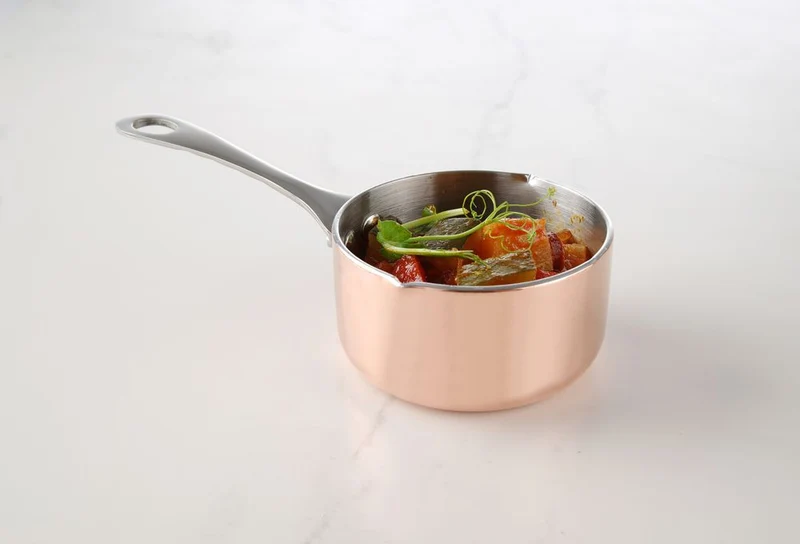 HENDI Miniatur-Kasserolle mit Ausgießer – 0,26 l – Ø 85 × H 50 mm
