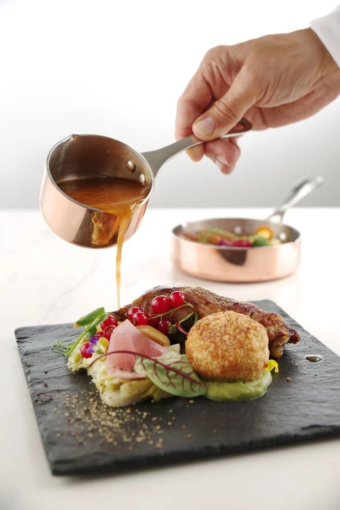 HENDI Miniatur-Kasserolle mit Ausgießer – 0,05 l – Ø 50 × H 30 mm