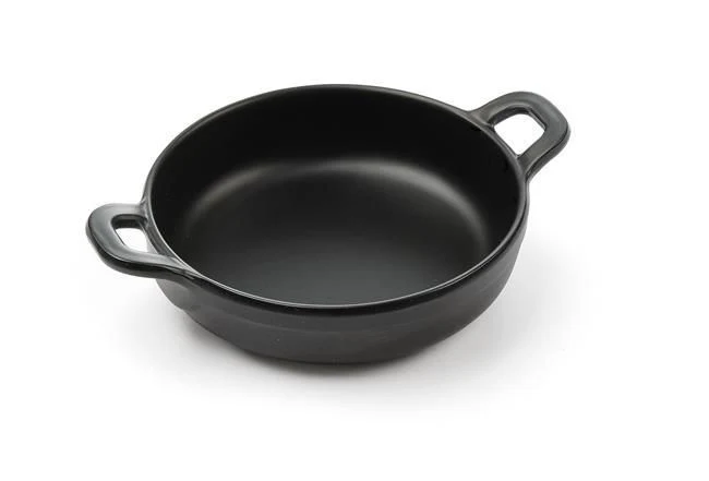 HENDI Miniatur-Pfanne aus Melamin – rund – Schwarz – 150 × 115 × 37 mm