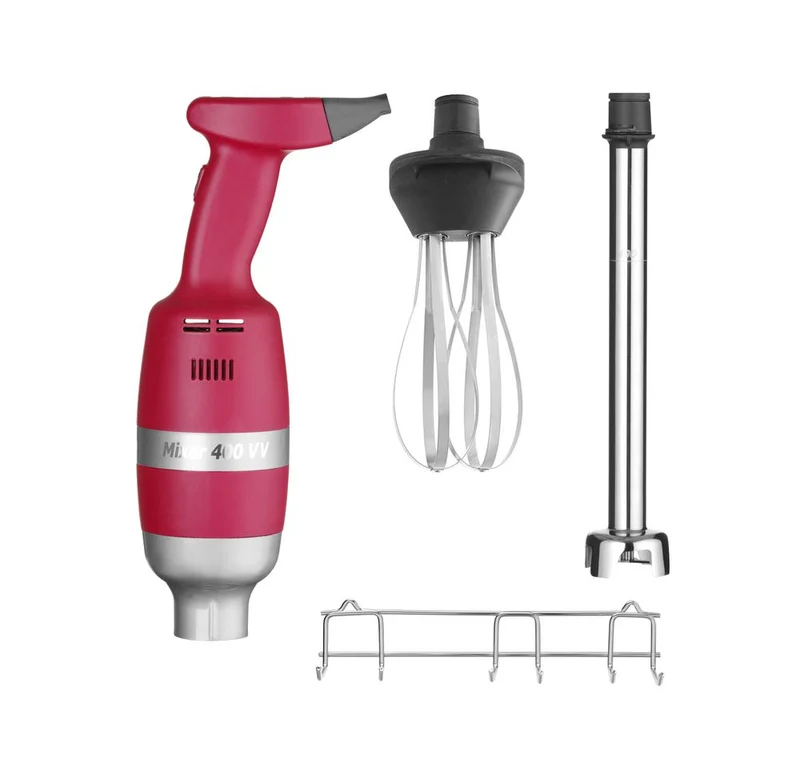 HENDI Stabmixer Profi Line 400 - Geschwindigkeit regelbar – Set inkl. Ablagegestell – Profi Line – 230 V / 400 W – Ø 100 × H 765 mm