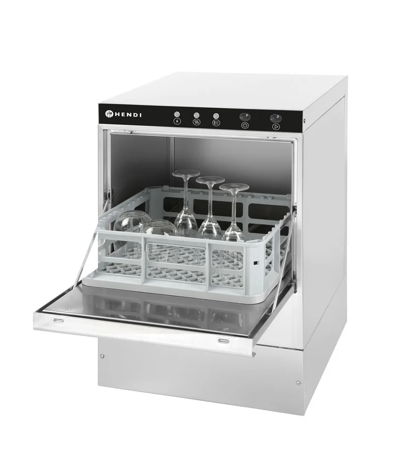 HENDI Geschirrspüler 40 × 40 – elektromechanische Steuerung – Budget Line – mit Laugenpumpe – 230 V / 2800 W – 470 × 510 × 710 mm