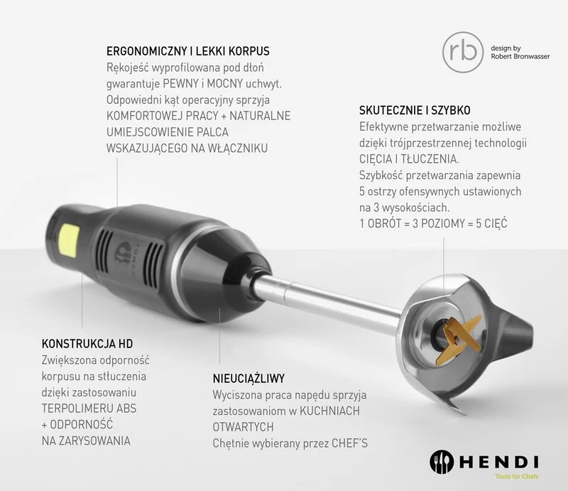 HENDI Stabmixer HENDI BLEND – designed by Robert Bronwasser – 230 V / 250 W – Ø 71 × H 450 mm