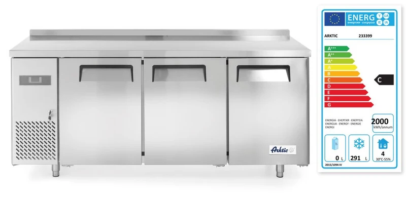 Arktic Tiefkühltisch – dreitürig Kitchen Line 390 L – Kitchen Line – 291 l – 230 V / 550 W – 600 × 1800 × 840 mm
