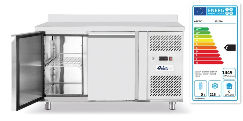 Arktic Tiefkühltisch – zweitürig Profi Line 280 L – Profi Line – 215 l – 230 V / 600 W – 700 × 1360 × 839 mm