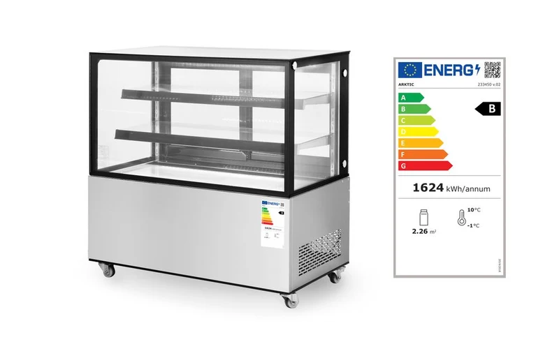 Arktic Kühlvitrine mit 2 Regalen – 230 V / 490 W – 677 × 1224 × 1230 mm