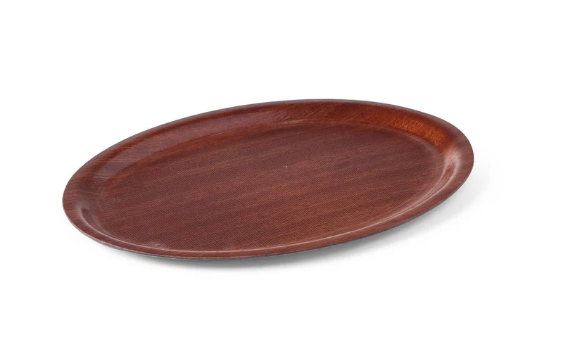AmerBox Serviertablett in Holzoptik – oval – Mahagoni – 290 × 210 mm