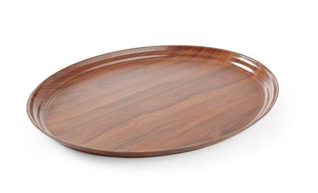 AmerBox Serviertablett in Holzoptik – oval – Mahagoni – 290 × 210 mm