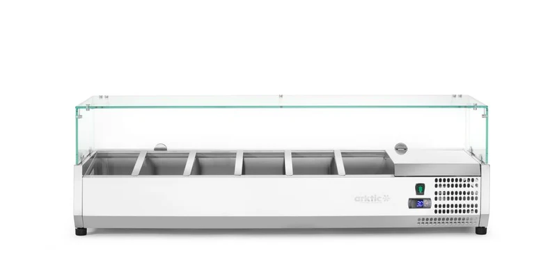 Arktic Aufsatz-Kühlvitrine Gastronorm 1 / 3 – 6x GN 1 / 3 – GN 1 / 3 – 36 l – 230 V / 180 W – 420 × 1405 × 456 mm