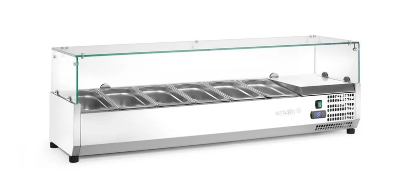 Arktic Aufsatz-Kühlvitrine Gastronorm 1 / 3 – 6x GN 1 / 3 – GN 1 / 3 – 36 l – 230 V / 180 W – 420 × 1405 × 456 mm
