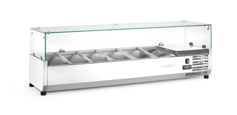 Arktic Aufsatz-Kühlvitrine Gastronorm 1 / 3 – 6x GN 1 / 3 – GN 1 / 3 – 36 l – 230 V / 180 W – 420 × 1405 × 456 mm