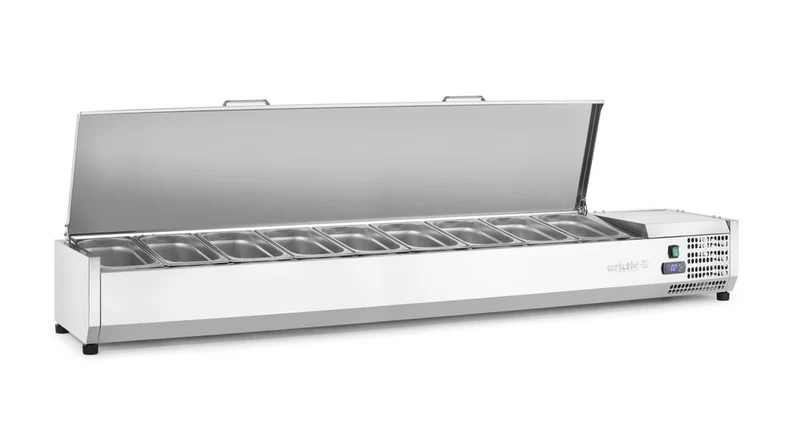 Arktic Aufsatz-Kühlvitrine Gastronorm 1 / 3 – 9x GN 1 / 3 – GN 1 / 3 – 54 l – 230 V / 180 W – 420 × 2005 × 630 mm