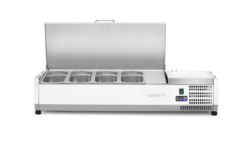 Arktic Aufsatz-Kühlvitrine Gastronorm 1 / 3 – 4x GN 1 / 3 – GN 1 / 3 – 24 l – 230 V / 180 W – 420 × 1205 × 630 mm