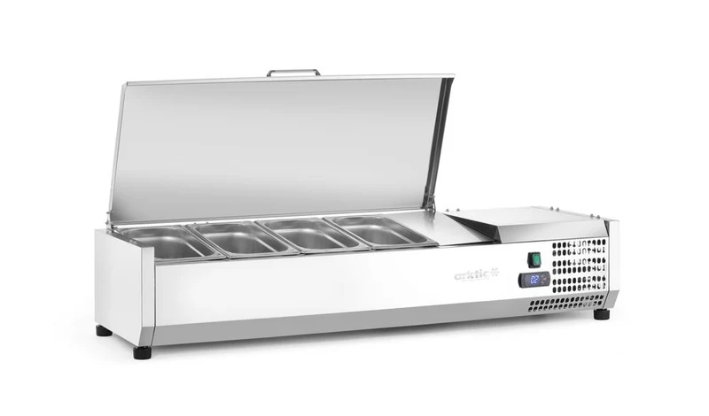 Arktic Aufsatz-Kühlvitrine Gastronorm 1 / 3 – 4x GN 1 / 3 – GN 1 / 3 – 24 l – 230 V / 180 W – 420 × 1205 × 630 mm