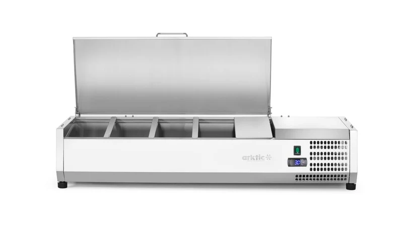 Arktic Aufsatz-Kühlvitrine Gastronorm 1 / 3 – 4x GN 1 / 3 – GN 1 / 3 – 24 l – 230 V / 180 W – 420 × 1205 × 630 mm