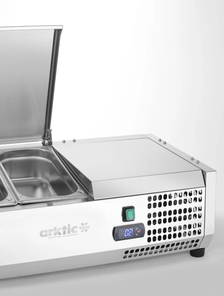 Arktic Aufsatz-Kühlvitrine Gastronorm 1 / 3 – 4x GN 1 / 3 – GN 1 / 3 – 24 l – 230 V / 180 W – 420 × 1205 × 630 mm