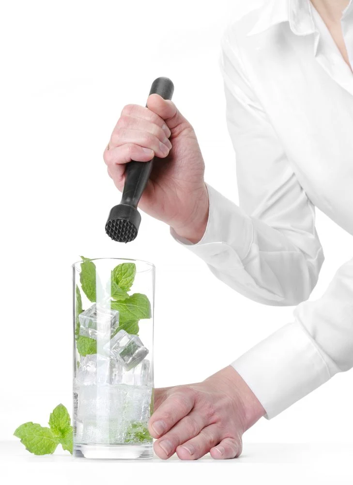 BarUp Cocktail-Stößel – gezahnt – Schwarz – Ø 34 × 207 mm