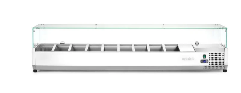 Arktic Aufsatz-Kühlvitrine Gastronorm 1 / 3 – 9x GN 1 / 3 – GN 1 / 3 – 54 l – 230 V / 180 W – 420 × 2005 × 456 mm