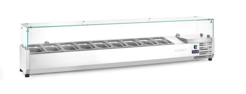 Arktic Aufsatz-Kühlvitrine Gastronorm 1 / 3 – 9x GN 1 / 3 – GN 1 / 3 – 54 l – 230 V / 180 W – 420 × 2005 × 456 mm