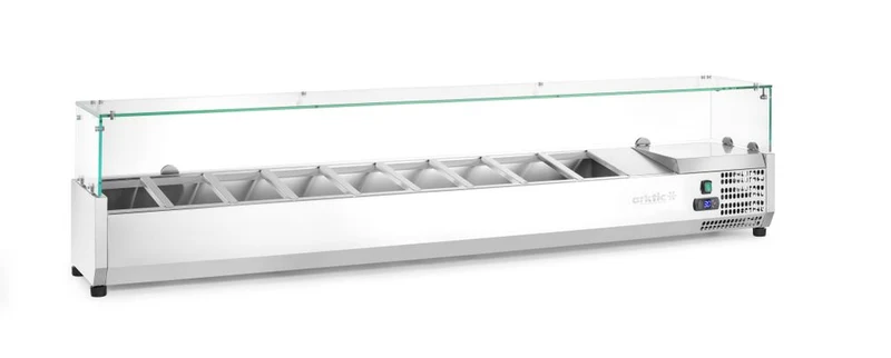 Arktic Aufsatz-Kühlvitrine Gastronorm 1 / 3 – 9x GN 1 / 3 – GN 1 / 3 – 54 l – 230 V / 180 W – 420 × 2005 × 456 mm