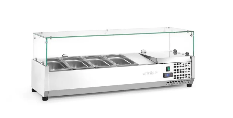 Arktic Aufsatz-Kühlvitrine Gastronorm 1 / 3 – 4x GN 1 / 3 – GN 1 / 3 – 24 l – 230 V / 180 W – 400 × 1208 × 456 mm