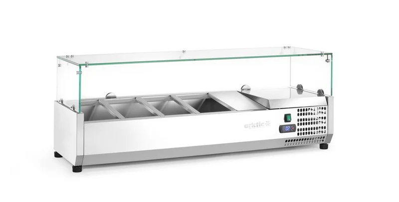 Arktic Aufsatz-Kühlvitrine Gastronorm 1 / 3 – 4x GN 1 / 3 – GN 1 / 3 – 24 l – 230 V / 180 W – 400 × 1208 × 456 mm