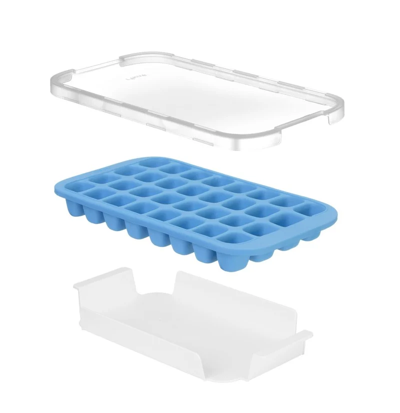 BarUp Eiswürfelform mit Deckel und Bodenwanne – Blau – 337 × 170 mm