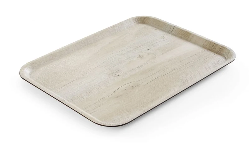 AmerBox Serviertablett aus Melamin mit Holzoptik – Holz hell – 330 × 430 mm