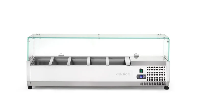 Arktic Aufsatz-Kühlvitrine Gastronorm 1 / 4 – 5x GN 1 / 4 – GN 1 / 4 – 22,5 l – 230 V / 180 W – 335 × 1205 × 460 mm