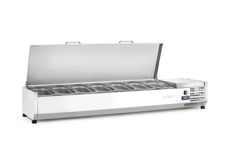Arktic Aufsatz-Kühlvitrine Gastronorm 1 / 3 – 7x GN 1 / 3 – GN 1 / 3 – 42 l – 230 V / 180 W – 420 × 1605 × 630 mm