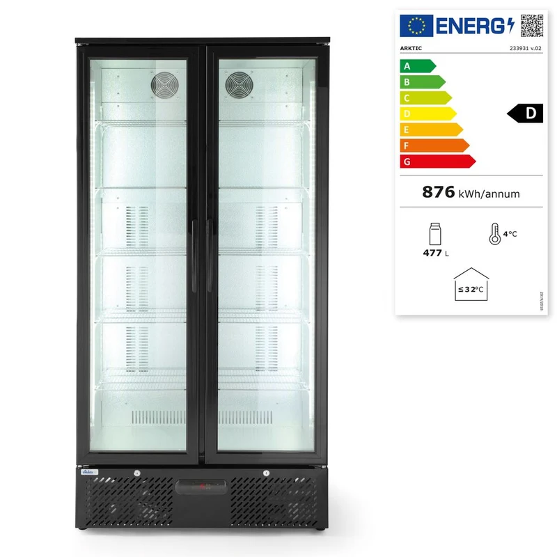 Arktic Kühlschrank mit doppelter Tür auf der Rückseite – 384 l – Schwarz – 230 V / 365 W – 940 × 635 × 1983 mm