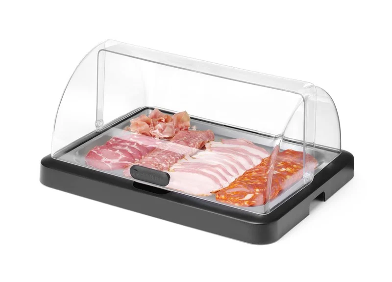 HENDI Rolltop Kühldisplay Duo UNIQ – designed by Robert Bronwasser – Einzel – Schwarz – 460 × 355 × 220 mm – Rechteckig