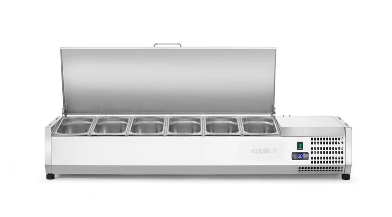 Arktic Aufsatz-Kühlvitrine Gastronorm 1 / 3 – 6x GN 1 / 3 – GN 1 / 3 – 36 l – 230 V / 180 W – 450 × 1405 × 630 mm