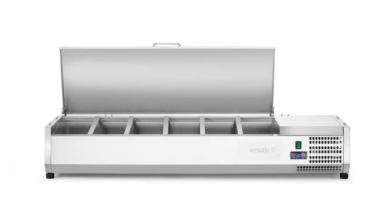 Arktic Aufsatz-Kühlvitrine Gastronorm 1 / 3 – 6x GN 1 / 3 – GN 1 / 3 – 36 l – 230 V / 180 W – 450 × 1405 × 630 mm