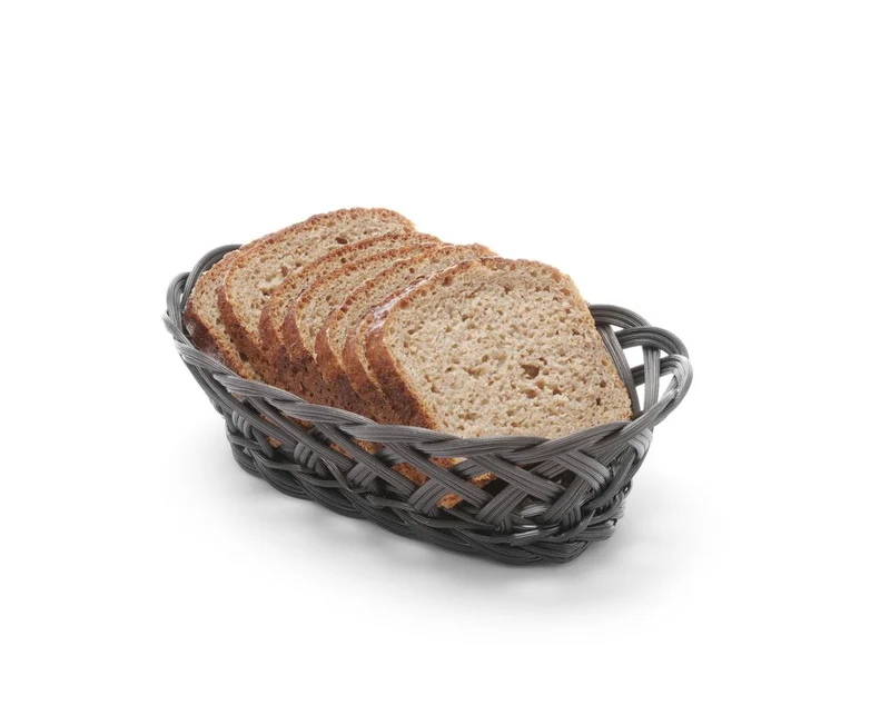 HENDI Körbe mit gewebtem Rand – oval – Schwarz – 225 × 130 × 55 mm