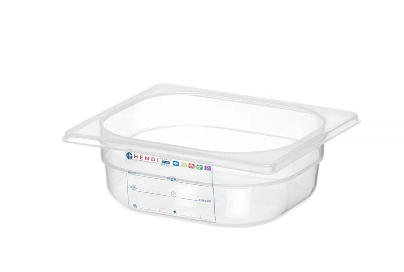 HENDI Gastronorm-Behälter 1 / 6 – GN 1 / 6 – 1 l – Transparent – 176 × 162 × 65 mm