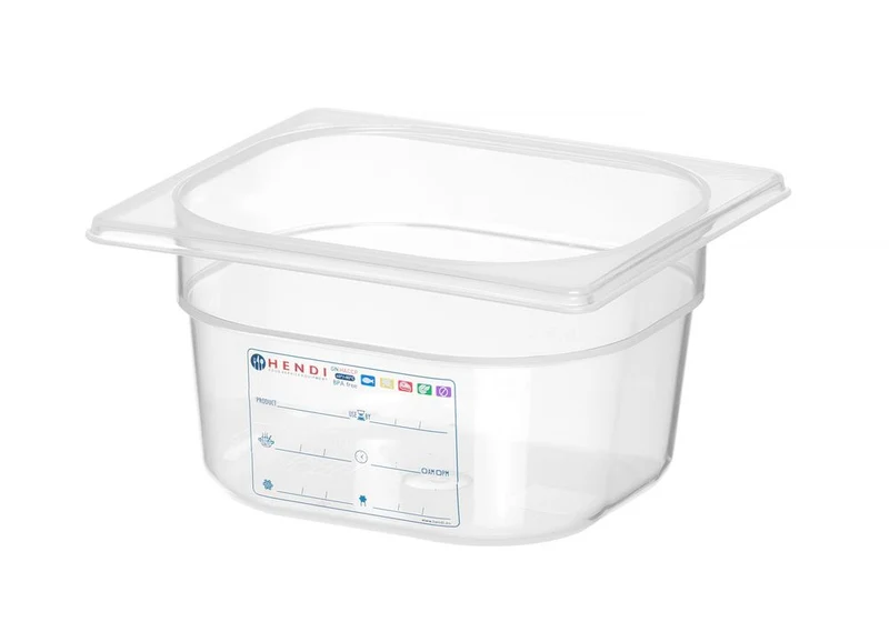 HENDI Gastronorm-Behälter 1 / 6 – GN 1 / 6 – 1,6 l – Transparent – 176 × 162 × 100 mm
