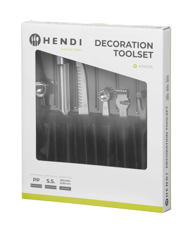 HENDI Dekoriermesserset - 6-teilig – Schwarz – 280 × 100 × 50 mm