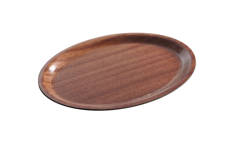 AmerBox Serviertablett in Holzoptik – oval – Mahagoni – 200 × 265 mm