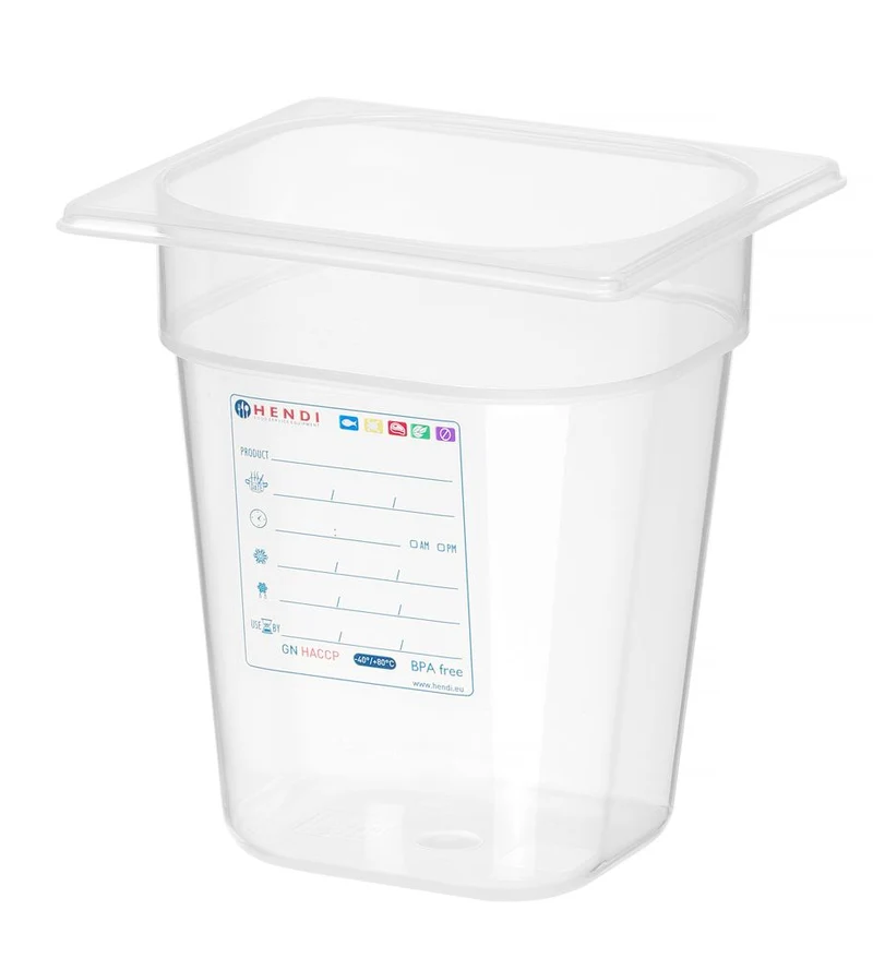 HENDI Gastronorm-Behälter 1 / 6 – GN 1 / 6 – 3,4 l – Transparent – 176 × 162 × 200 mm
