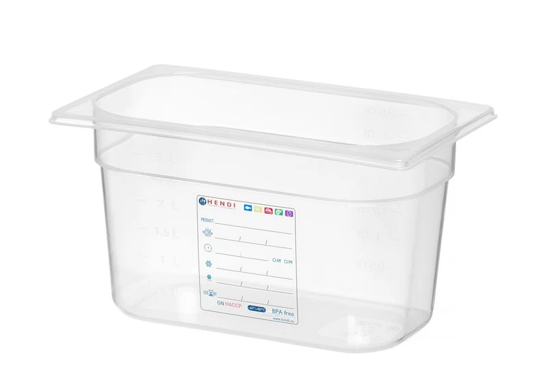 HENDI Gastronorm-Behälter 1 / 4 – GN 1 / 4 – 3,5 l – Transparent – 265 × 162 × 150 mm