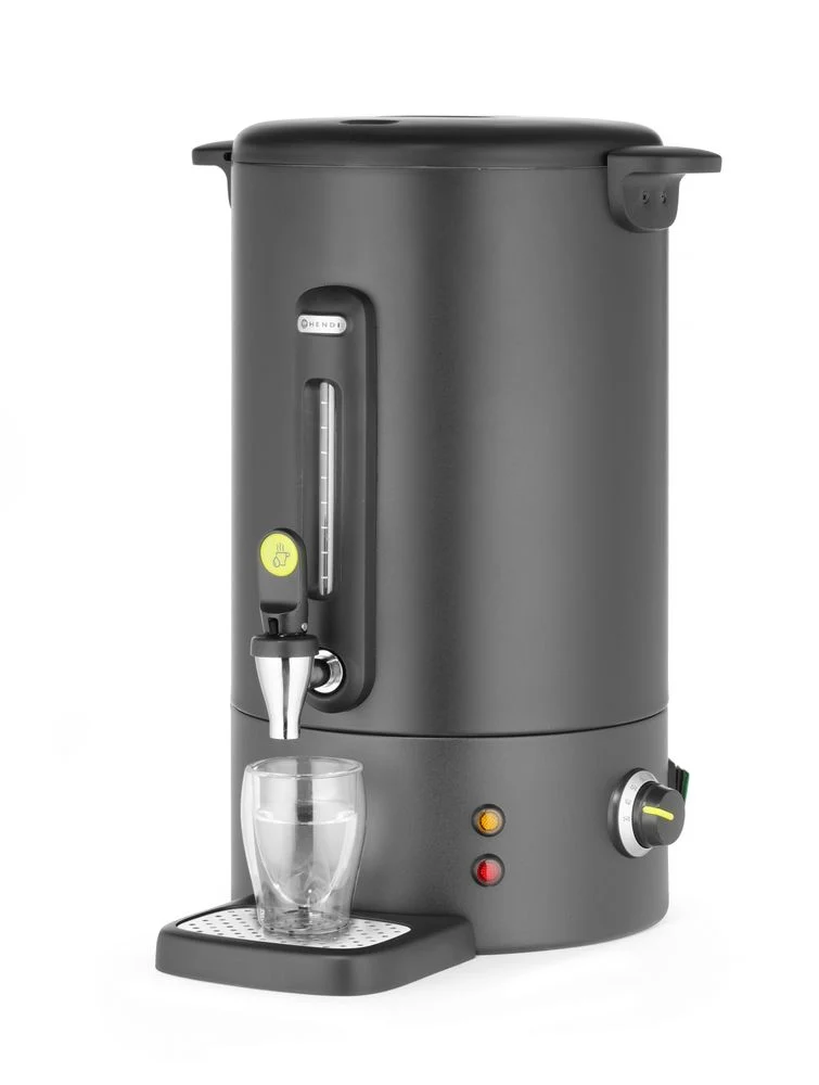 HENDI Heißgetränkespender UNIQ – designed by Robert Bronwasser – 16 l – Schwarz – 230 V / 1650 W – 357 × 380 × 502 mm