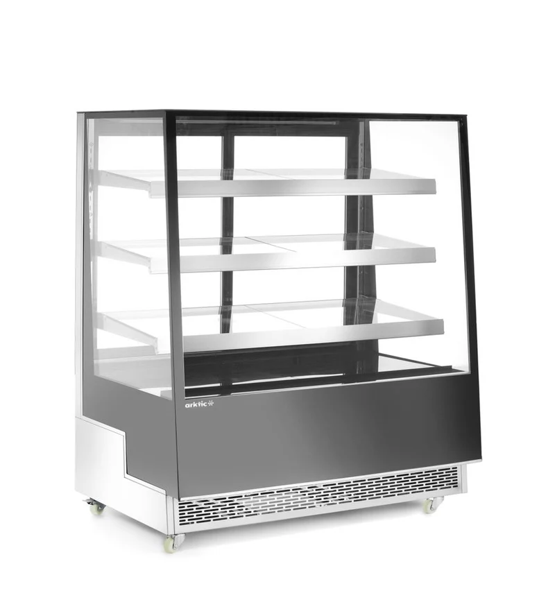 Arktic Kühlvitrine mit 3 geneigten Regalen – Schwarz – 230 V / 490 W – 833 × 1200 × 1460 mm