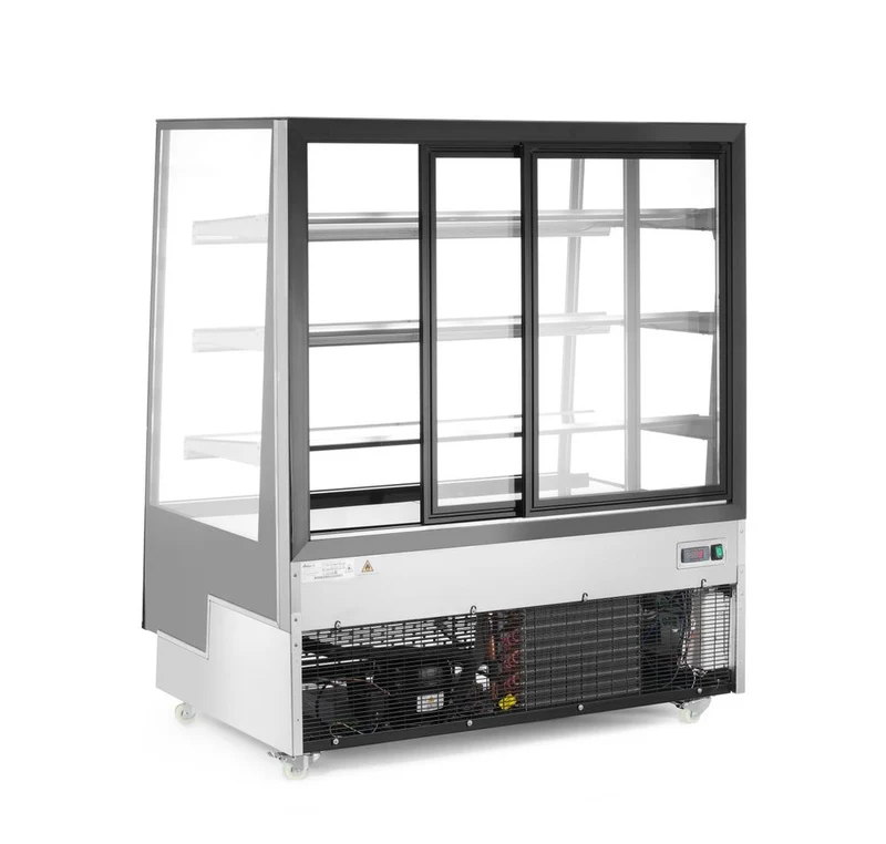 Arktic Kühlvitrine mit 3 geneigten Regalen – Schwarz – 230 V / 490 W – 833 × 1200 × 1460 mm