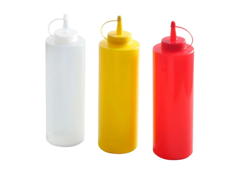 HENDI Spenderflaschen – 3er Set – 0,7 l – Transparent – Ø 70 × H 245 mm – 3 Stück