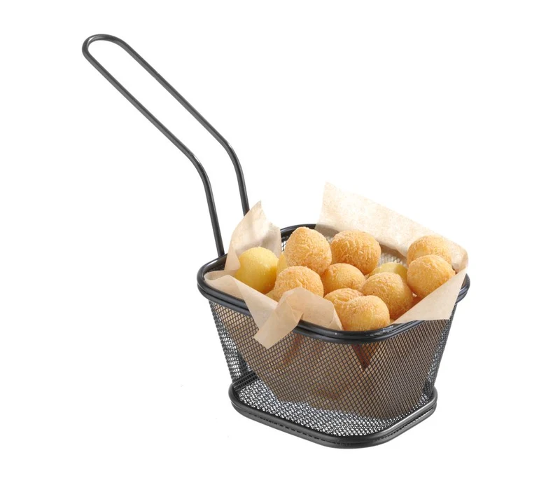 HENDI Miniatur-Frittierkörbe stapelbar – schwarz – 130 × 115 × 80 mm
