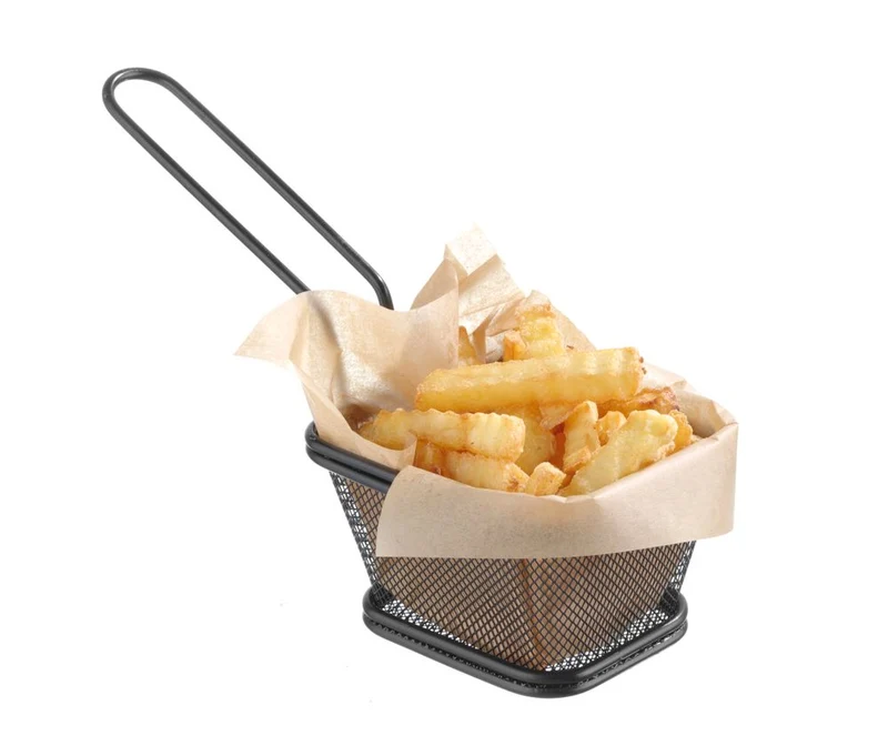 HENDI Miniatur-Frittierkörbe stapelbar – schwarz – 105 × 90 × 60 mm