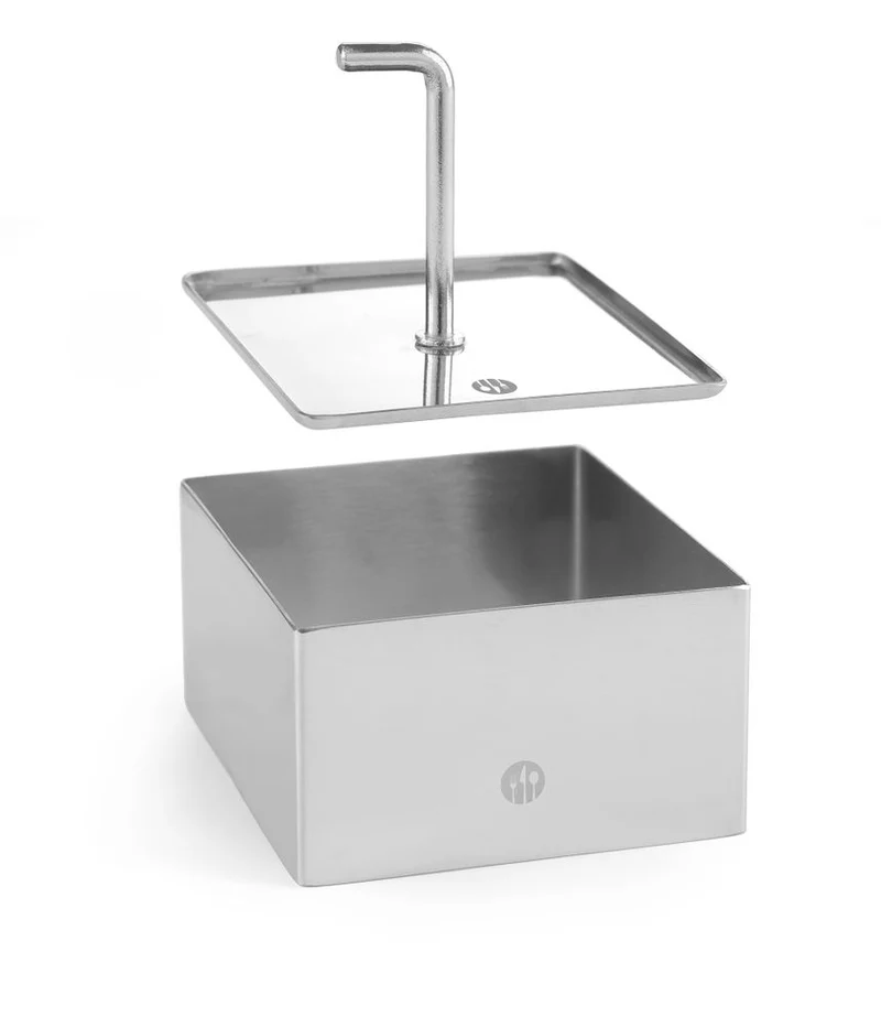 HENDI Speiseringe und Stampfer – quadratisch – Speisering – 81 × 81 × 45 mm