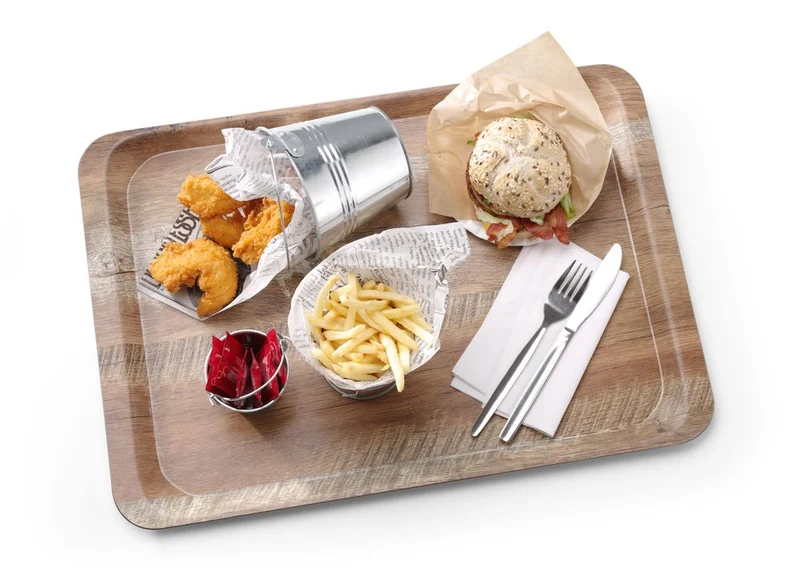 AmerBox Serviertablett aus Melamin mit Holzoptik – Holz – 370 × 530 mm