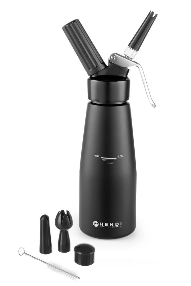 HENDI Sahnespender – schwarz – Kitchen Line – 0,5 l – Schwarz – Ø 80 × H 260 mm