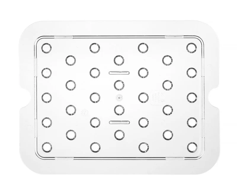 HENDI Perforiertes Abtropfgitter für Gastronorm-Behälter aus Polycarbonat – Profi Line – GN 1 / 2 – Transparent – 265 × 206 mm
